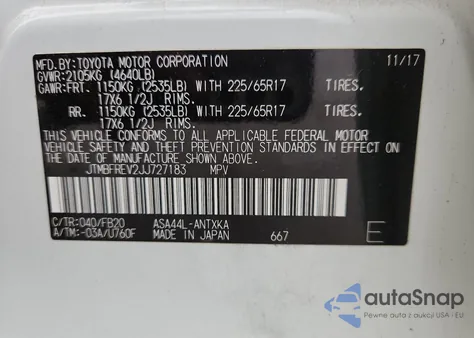 2018 Toyota Rav4 Le z USA, uszkodzony, nr VIN JTMBFREV2JJ727183